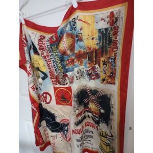 Vintage Paris Moulin Rouge Print Scarf – 35" Square‎ – Polyester